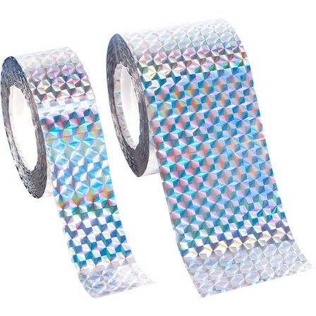 2 ruller fugleskræmmende tape (4,8 cm x 80 m; 2,4 cm x 80 m) Reflekterende dobbeltsidet tape Fugleskræmmer sæt Hold fugle væk Frugtplantage Gård Plæne