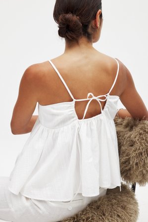 NA-KD Cotton Open Back Strap Top - Sommer toppe - Hvid - EU 32