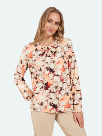 SIGNATURE - Langærmet T-shirt - Orange Mix Blomstret