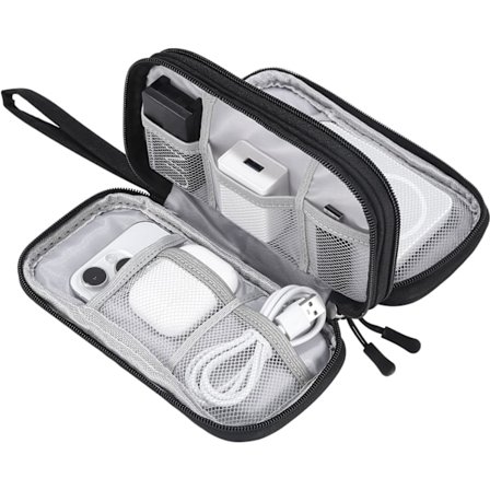 Vandafvisende Kabelorganisator til Rejser, Tilbehør til Kabeltaske til Oplader, USB-hukommelse, SD-kort og Adaptere, Sort