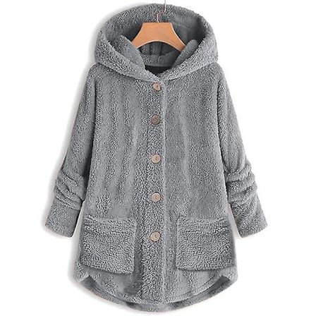 Teddybjørnejakke med hætte til kvinder Solid V