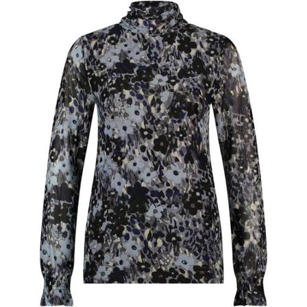 Fabienne Chapot Johanna top black ; blue printed , Blauw , Dames , Maat: S