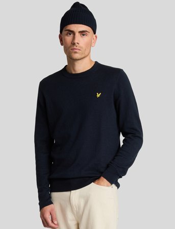 Lyle & Scott Cotton Merino Crew Neck Jumper - Navy - XXL