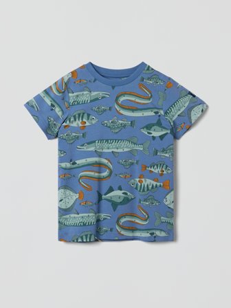 Polarn O. Pyret - T-shirt with fish print - 86 - Childrenswear - blue