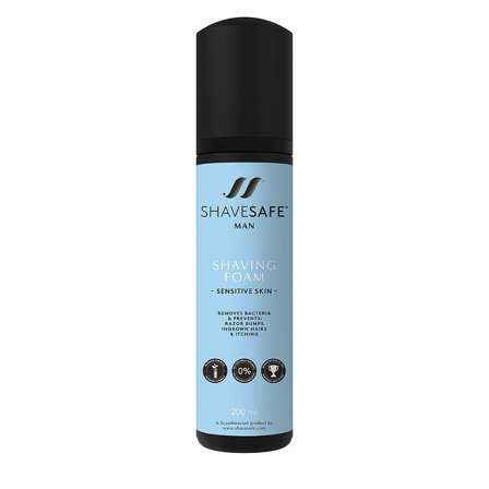 ShaveSafe Barberskum til mænd sensitiv 200 ml, Mænd, Barbering, Skum, Sprit & Gel