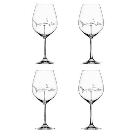 Rödvinsglas med haj inuti Bägare Glas klart glas Hem Bar Party