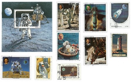 Apollo 11 - 7 forskellige frimærker og 2 miniark - Stemplet