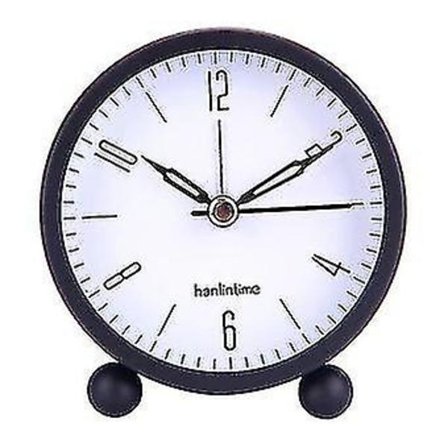 Metallinen pyöreä herätyskello paristoilla toimiva hiljainen pöytä- ja makuuhuonekello