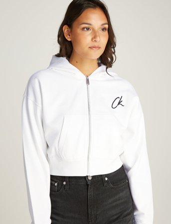 Calvin Klein Jeans Embroidered Ck Zip Through - White - L