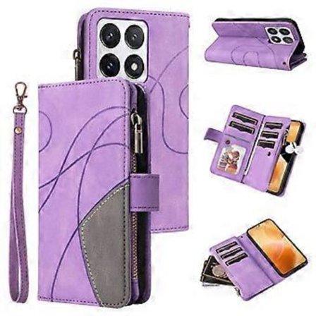 KT Multi-Function Series-5 Xiaomi 14T Pro -kotelo Vetoketjullinen lompakko Nahkainen puhelinkotelo Jalusta (Tyyli C)