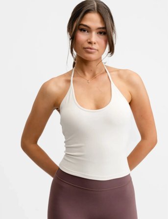 Drop of Mindfulness Butter Soft Halterneck Top - Cream - XL