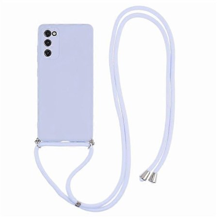 Kompatibelt skal för Samsung Galaxy S20 FE/FE 5G/S20 Lite/S20 FE 2022, gummerat TPU skyddande baksida med långt snöre