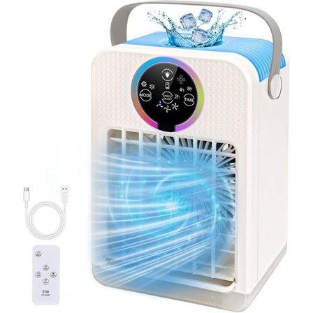 4-i-1 Luftkylare & Fläkt – Portabel AC med Färgsken, Timer & Luftfuktare, 700ML
