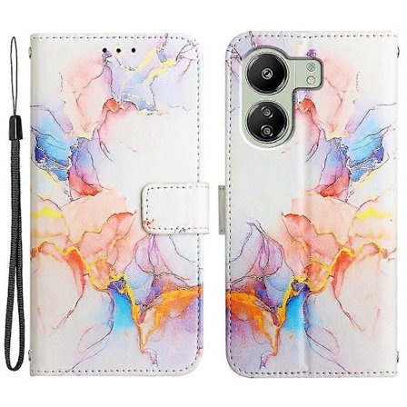 Läderfodral med axelrem i marmor för Xiaomi Redmi 13C 4G/13C 5G/13R 5G/Poco M6 5G/Poco C65 4G