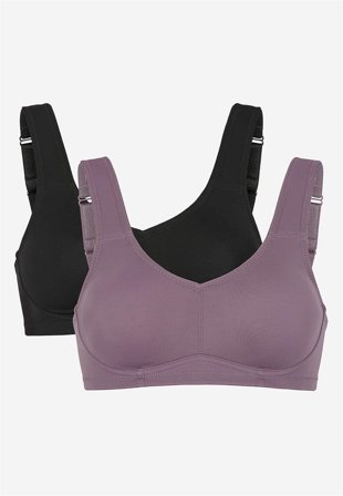 Cellbes of Sweden - Uforet soft BH Ingrid 2-pack i sort + støvet lilla til damer i størrelse 100B