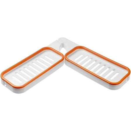 Dusjhylle 180 Graders Rotasjon Baderomshjørnehylle Fri Selvklebende Veggmontert Baderomshylle Stansehjørne Oppbevaringsstativ (Hvit oransje)