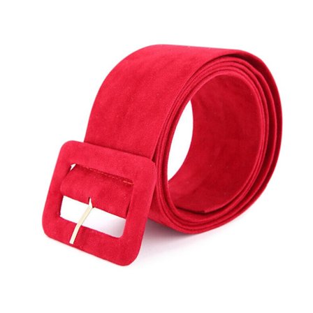 Fløyelsbelte Firkantet Pin Spenne Midjebånd RØD