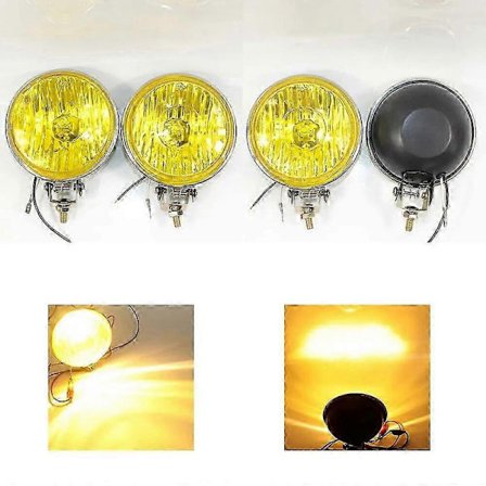2 stk. 4,5" Gul/Hvit tåkelys for bilfanger, lastebil, offroad 12V 55W H3-pære