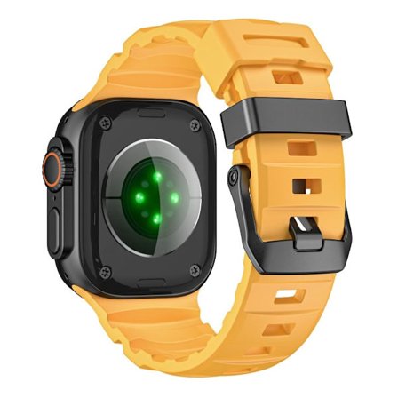 Fluorgummibånd Apple Watch Series 49mm - 45mm - 44mm - 42mm Urremme - Gul / Sort Spænde