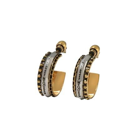 Alexander McQueen, Punk Mini Hoops in Gold and Silver Brass Grijs, Dames, Maat:ONE Size