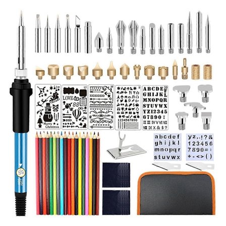 Elektrisk loddebolt, 60W Graveringspenn Trebrenner Vendende Ord Preging Pyrografi Verktøysett EU-plugg EU Plugg