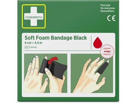 CEDERROTH Plåster Soft Foam svart 6cmx4,5m - Lyreco - Skyddsutrustning - Första Hjälpen - Förband och Refill