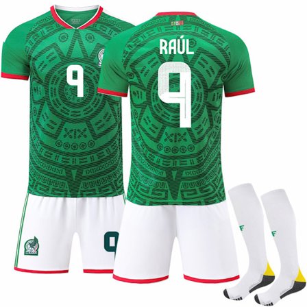 2025–2026 Mexico VM Hjemme Barn Voksen Fotballdrakt Sett Nr.14 Nr.16 Nr.9 Raúl Nr.22 Lozano Grønn