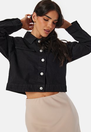 Pieces Pctessie LS denim jacket Black Denim Klær