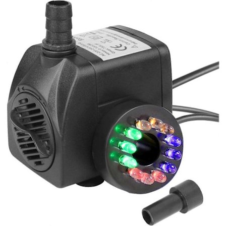LED Vattenpump för Trädgårdsdamm Fontän - Energieffektiv, Dränkbar Pump med Färgskiftande LED-lampor