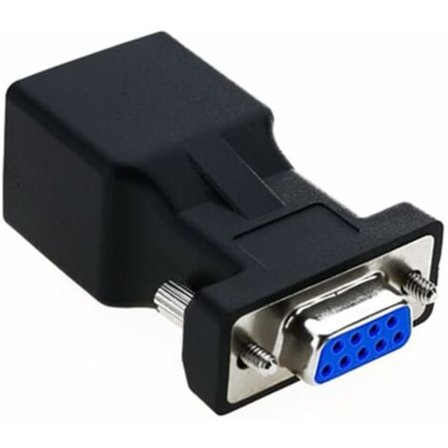 RJ45 - RS232, DB9 9-nastainen sarjaportti uros - RJ45 naaras Cat5e/6 Ethernet/LAN-jatkoadapteri (naarasliitin)