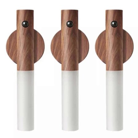 Valnød Smart Bevægelsessensor LED Natlys USB Genopladelig Væglampe til Entré, Soveværelse & Skab