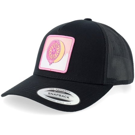Gearshift - Musta trucker Lippis - Pink Doughnut Rim Black A-frame Trucker @ Hatstore