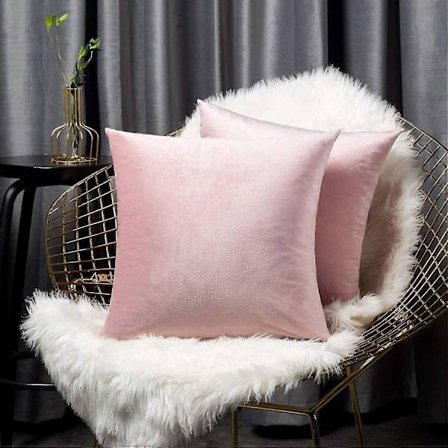 2-pack Sammetskuddfodral, Dekorativt Örngott för Soffa Sovrum (45x45 cm, Rosa)