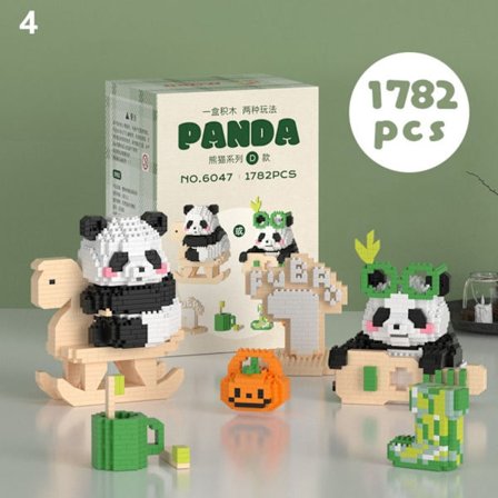 Panda Micro Building Blocks Monteringsspel Tegelstenar Figurleksaker