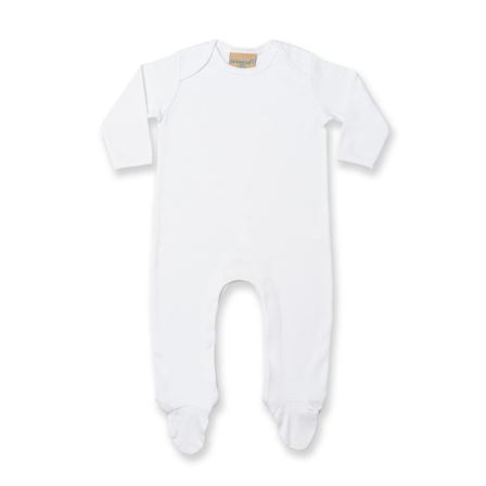 Larkwood Baby Unisex Kontrast Långärmad Sovdräkt 6-12 Vit White/White 6-12