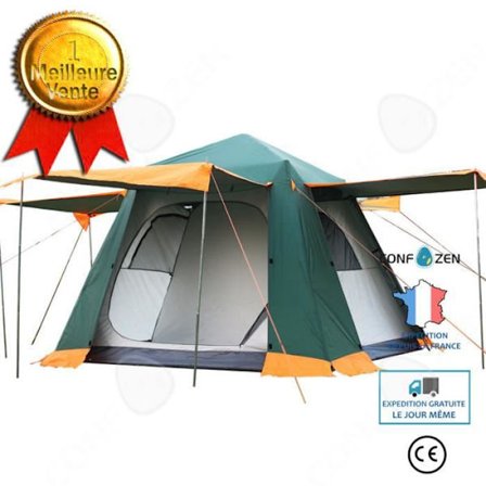 Campingtält - CONFO - Modell för 4 personer - Vattentålig - Grön - Manuell montering