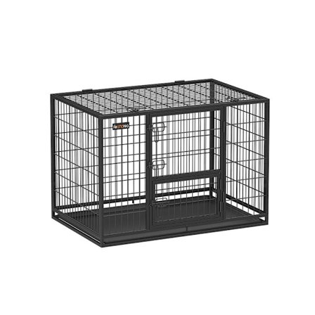 Rootz Hundebur - Hundebur med 2 døre - Hundebur - Hundekennel - Kraftig hundebur - Metalhundebur - Stål - Sort - 107 x 70 x 74,9 cm (L x B x H)