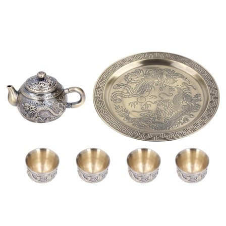 Te Kande Vintage Utsøgt Metal Luksuriøs Relief Mønster Marokkansk Tesæt med Kopper Tallerken til Borddekoration Gave