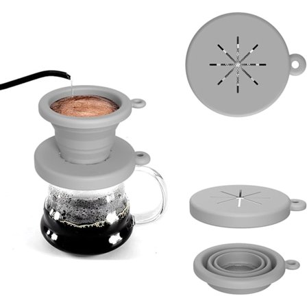 Vikbart kaffefilter, kaffefilterhållare i silikon, återanvändbara kaffefilterhållare kompatibla för hemmet, resor och camping, manuell kaffebryggare (