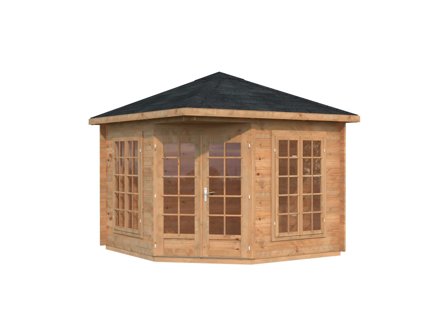 Palmako Melanie Lusthus 7,8 m²/inv. 7 m², med 28 mm vägg, brun, impr., Uterum