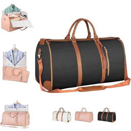2-i-1 Foldbar PU-Lær Duffelveske Konvertibel Dress Travel Bag Klesvesker For Kvinner