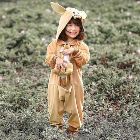 Halloween Barnkalas Föräldra-barn Föreställning Kostym Hane Och Hona Samma Söta Känguru Djur Spela Onesie 110cm