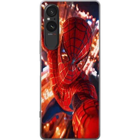 Kompatibel Mobilcover til Sony Sony Xperia 5 V Spider Man i intens action med funklende lys og dynamisk perspektiv i filmisk superheltestil