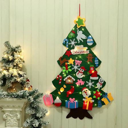 DIY Filt Julgran for Barn Veggdekorasjoner 33 stk