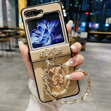 Galaxy Z Flip 5 Fodral, Sött Björnmönster Vertikalt Mönster Hängselskyddsfodral för Samsung Galaxy Z Flip 5 Med Armband