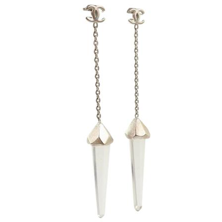 Chanel Vintage, Pre-owned Earrings Grijs, Dames, Maat:ONE Size,Zilver