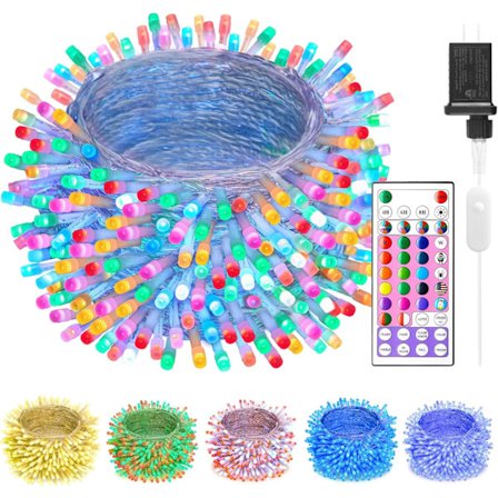 Väriä vaihtavat valoketjut - 22 väriä 20 metriä 200 LED-valoketju kaukosäätimellä, sisätilojen vilkkuvat valoketjut 12 valaistustilalla, pastelli
