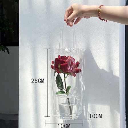 PVC Blomsterpåse Stånd Blomsterpåse Transparent Tote Bag DIY Singel