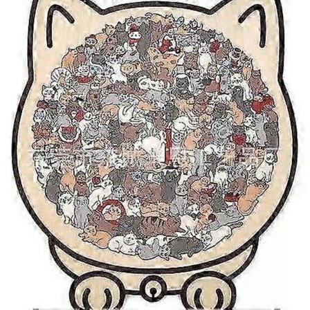 135-osainen kissanmuotoinen puinen palapeli, kissanmuotoinen puinen palapeli, ainutlaatuinen eläimen muotoinen puupalapeli, luovat palapelilahjat 