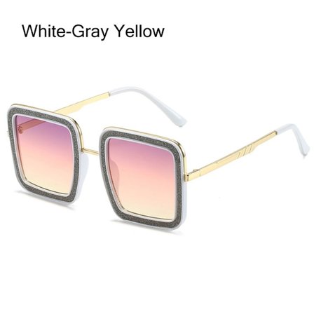 Kvinnors fyrkantiga solglasögon Överdimensionerade solglasögon VIT-GRÅ